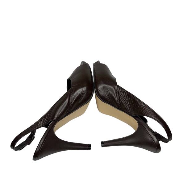 Apt. 9 Brown Leather Slingback Heels Size 7 - Picture 4 of 8